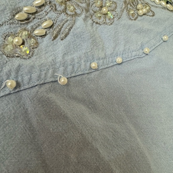 Jane Ashley VTG Beaded & Embroidered 100% Cotton Button Down Grannycore Medium - Picture 11 of 16